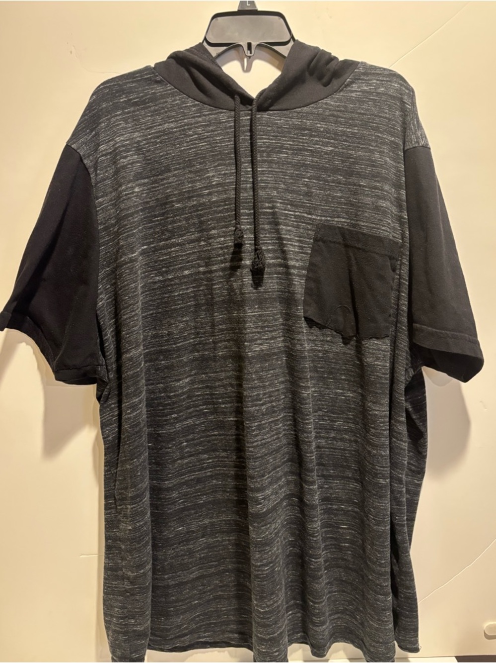 The Foundry Supply Co. Men's Black Heather Hooded Short-Sleeve Tee with Pocket